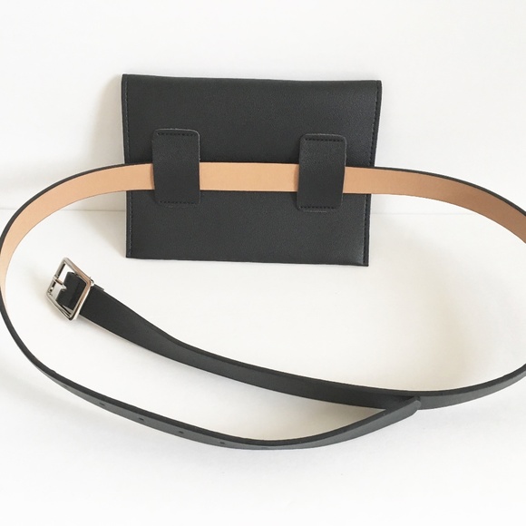 Black Waist Bag Fanny Pack Faux Leather Bag - Picture 4 of 8